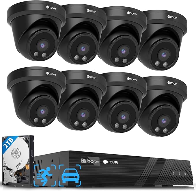 4COVR Security Camera System PoE, 8X 5MP Commercial IP67 Dome IP Camera by 4COVR