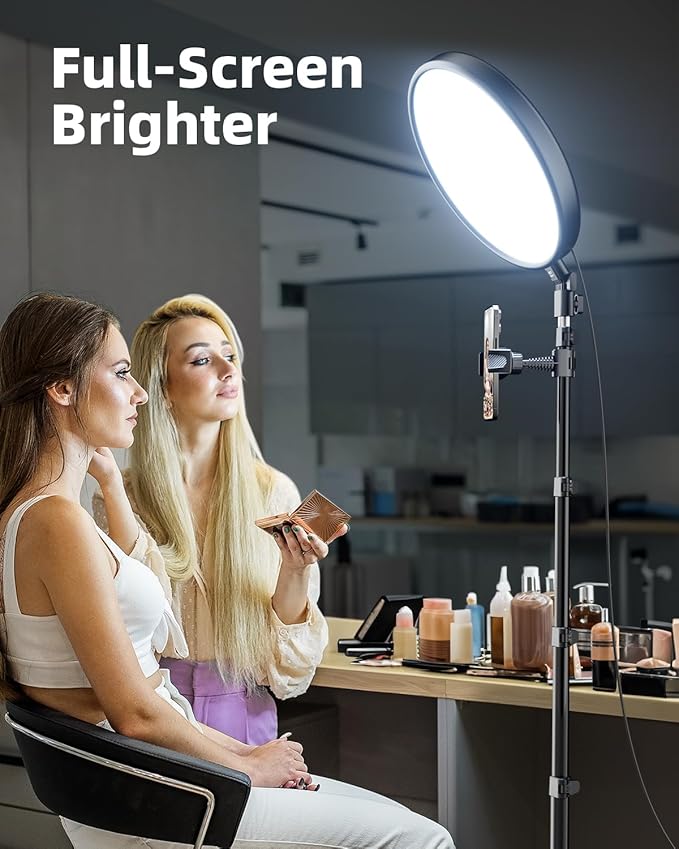 Weilisi Ring Light with 72" Tripod Stand and Phone Holder, 6500K Full-Screen - Image 2