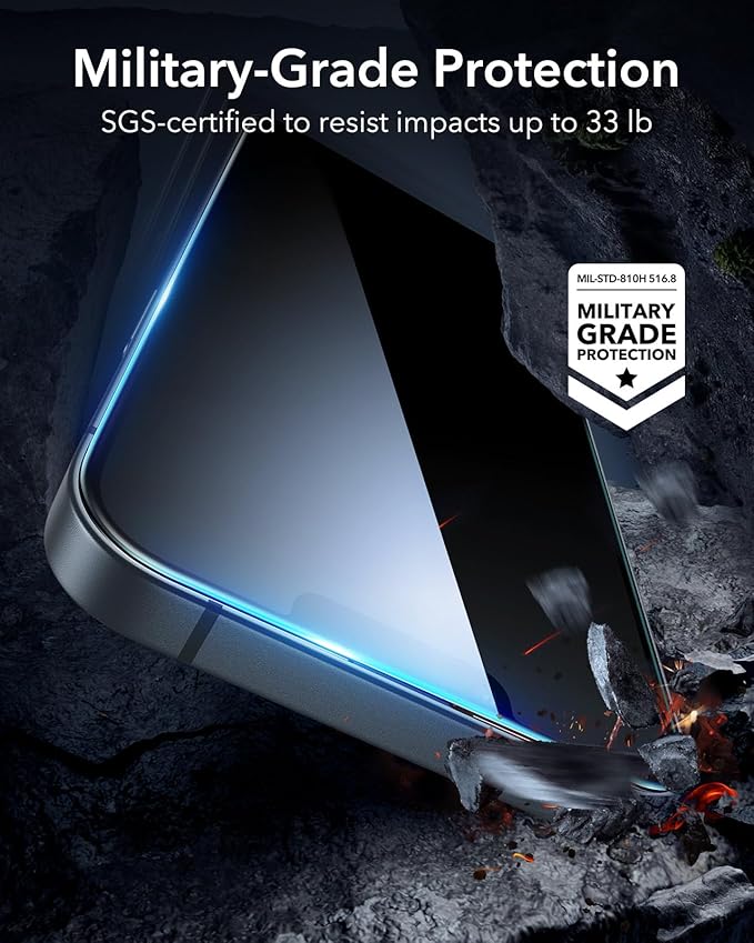 ESR 3 Pack for iPhone 16e/ iPhone 14/ iPhone 13/13 Pro Privacy Screen Protector - Image 6