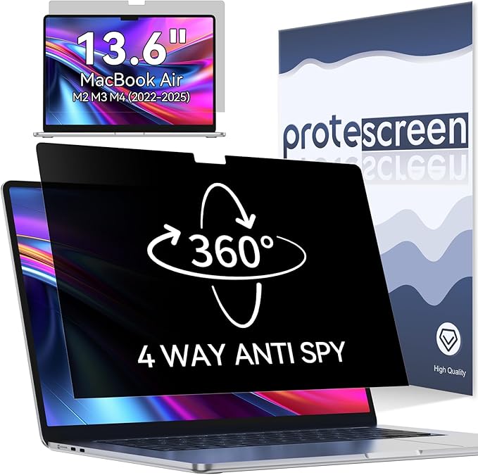 360° Privacy Screen for MacBook Air 13.6/13 Inch, 4 Way Privacy Anti Glare Blue by Protescreen