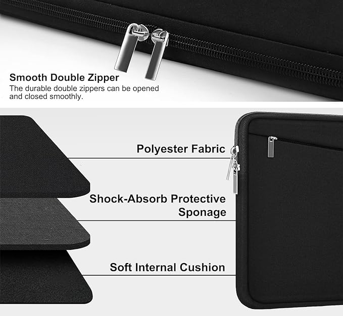 15.6 inch Laptop Sleeve, Durable Computer Carrying Bag Protective Case - Image 2