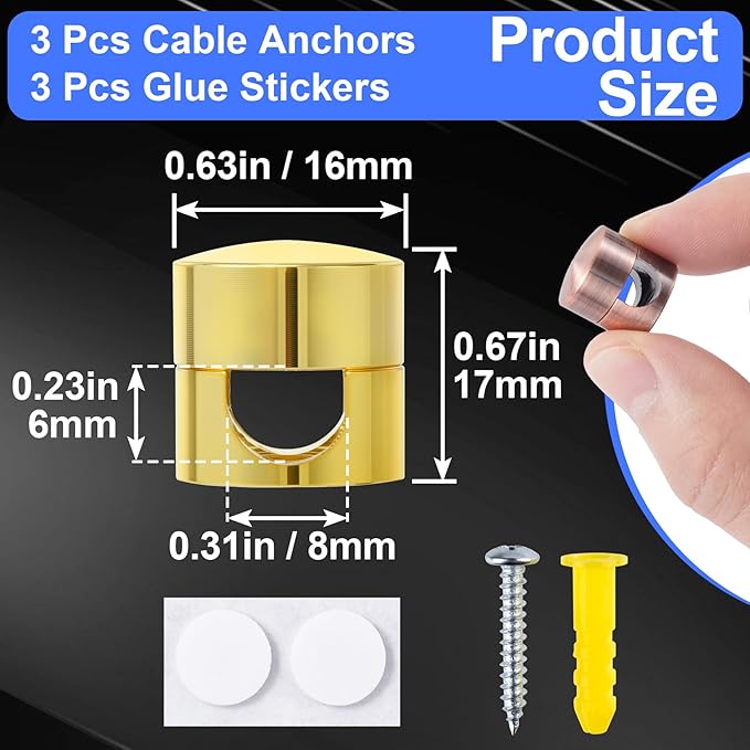 3 Sets Charger Holders for Cords, Adjustable Cable Anchor Holders, Adhesive - Image 2