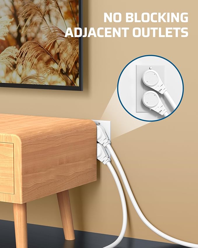 DEWENWILS 1FT Extension Cord Indoor, 14 Gauge Short Flat Plug Extension Cord - Image 4