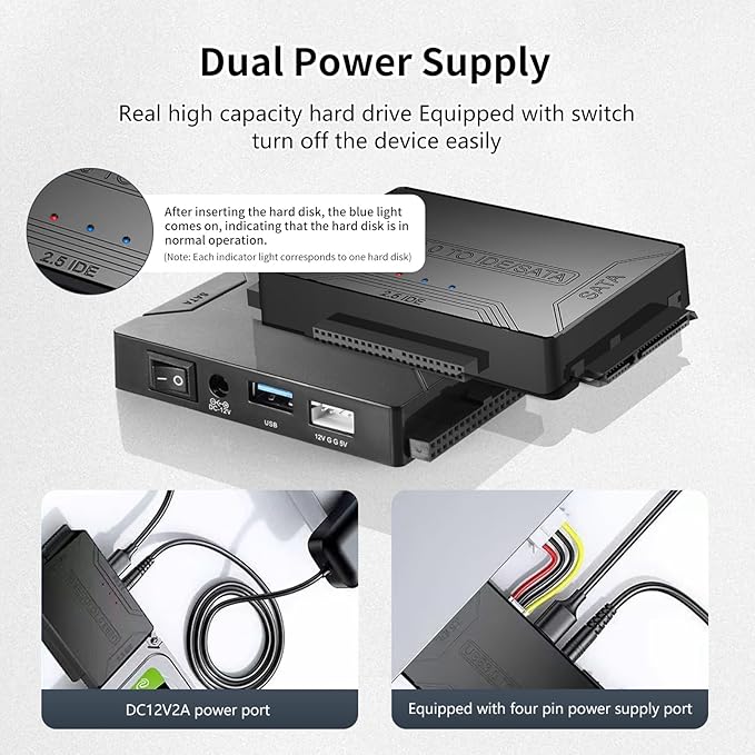 USB 3.0 to SATA IDE Adapter，Hard Drive Reader, IDE Sata to USB External Data - Image 5