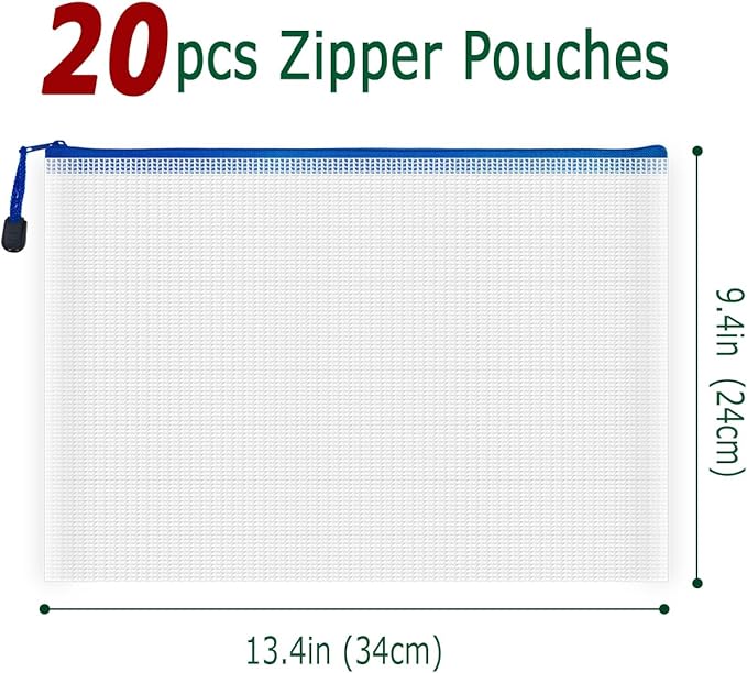 AUSTARK 20 Pcs Zipper File Bags, Plastic Mesh Pouch, Board Game Storage Bag - Image 2