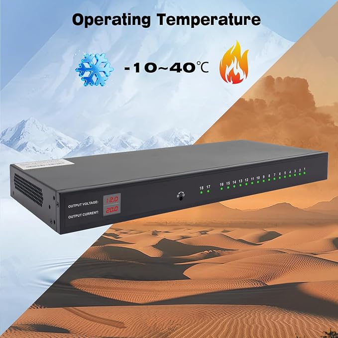 1U 18-Channel Rack Mount Power Supply – 12V 20A DC Output - Image 7
