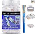 PETECHTOOL RJ45 CAT6 Pass Through Connectors Gold Plated 8P8C Plugs and Strain by PETECHTOOL