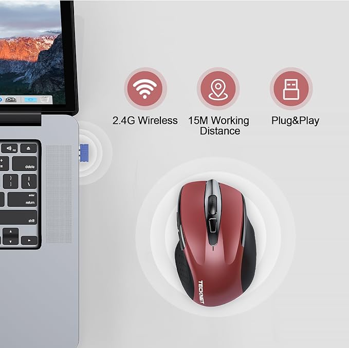 TECKNET Rechargeable Wireless Mouse, 2.4G Silent Mouse, Quiet Click, 6 - Image 6