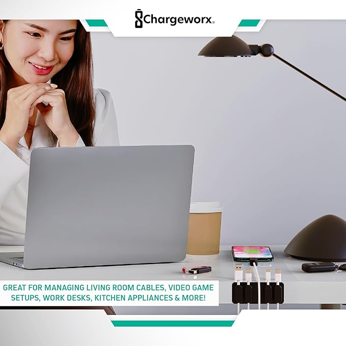 ChargeWorx Pack of 5 Magnetic Cable Clips, Cord Organizer - Image 7