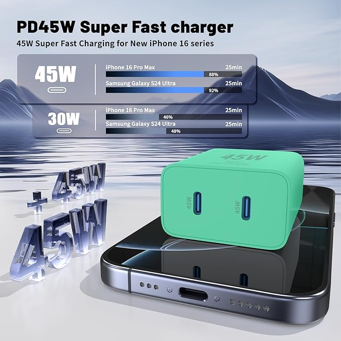 Super Fast Samsung Charger Type C, 45W Dual Port USB C Fast Charger Block & - Image 3