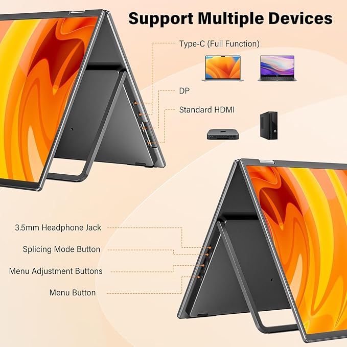 InnoView 18" 2K 100Hz Dual Portable Monitor 100% DCI-P3 Dual Monitor - Image 4
