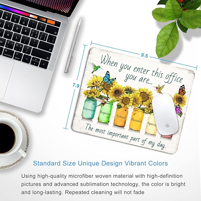 Sunflower and Butterfly Mouse pad Personalized Inspirational Designs Computer - Image 2