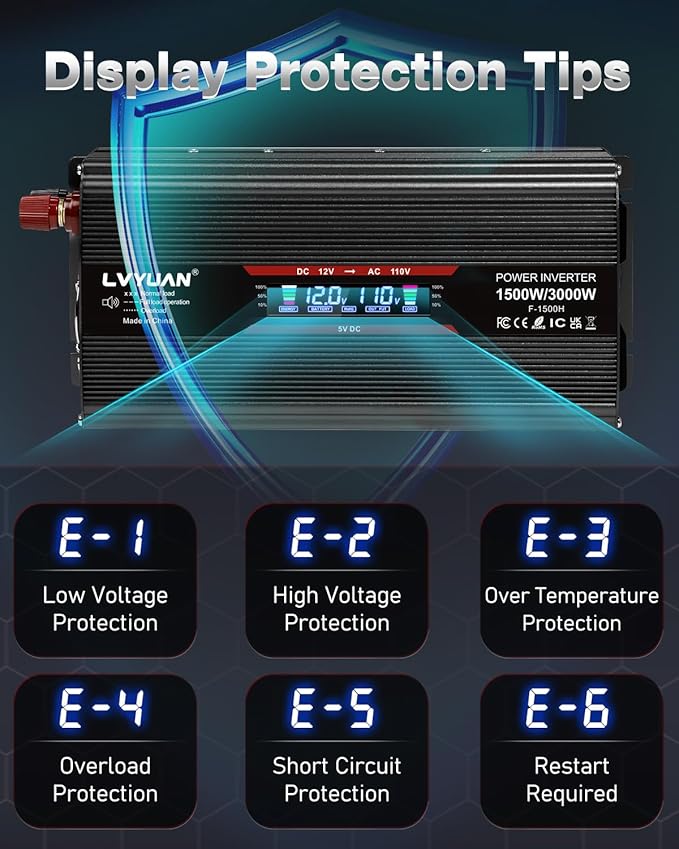 LVYUAN 1500W Car Power Inverter 12V to 110V DC to AC - Image 5