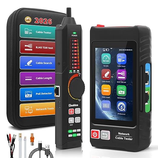 Multifunction RJ45 Network Caber Tester, Rechargeable Ethernet Cable Tracer by Henkion
