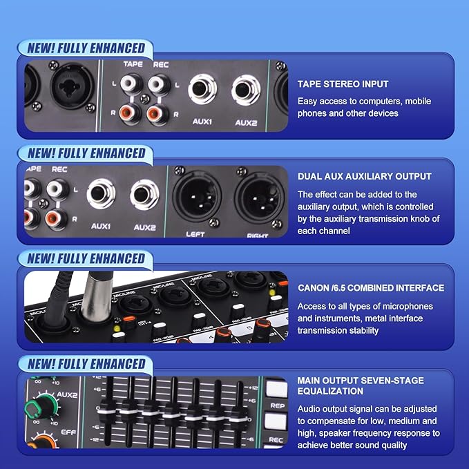 GF8 Pro Multi-Function 8-Channel Bluetooth DJ Sound Console - Image 4