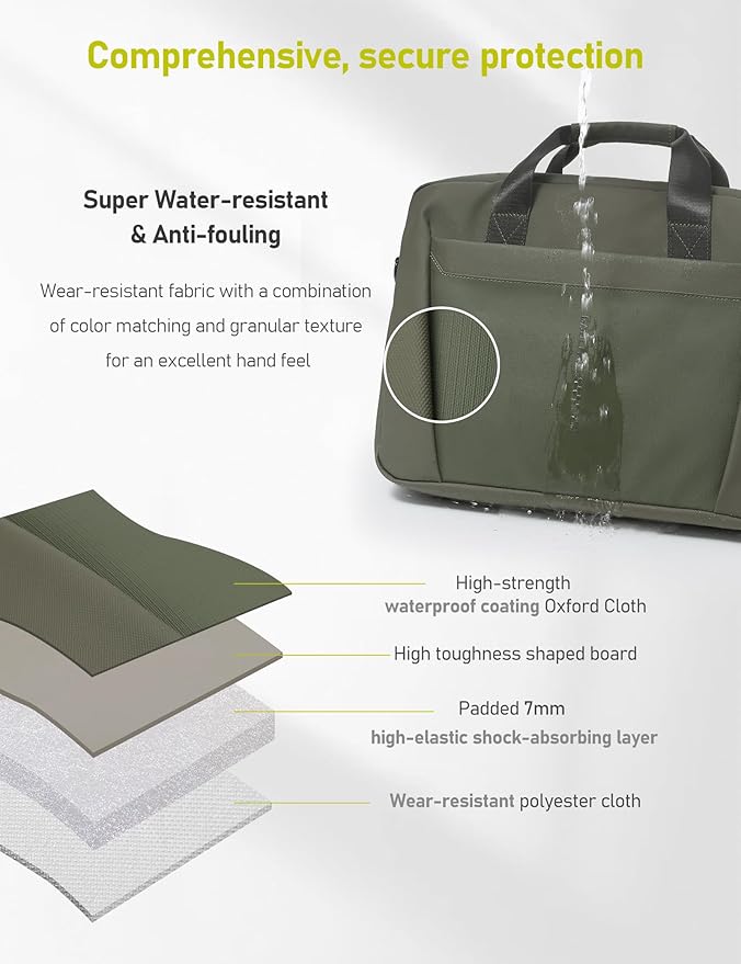 15-16 Inch Laptop Shoulder Bag Business Briefcase Water Resistant Computer - Image 3