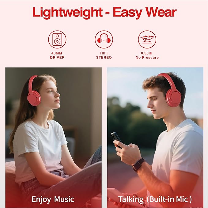 MIDOLA Bluetooth Headphones Over Ear 68H Playtime 6 EQ Wireless Headset - Image 3