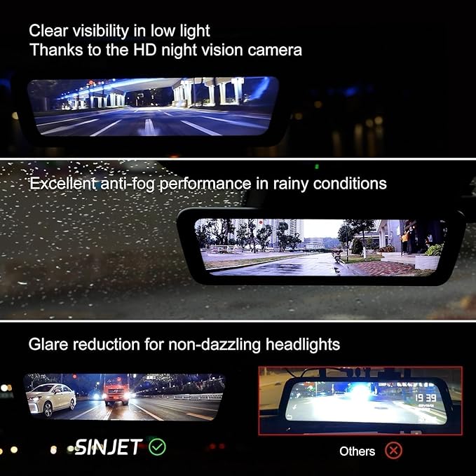 9.66″ OEM Rear View Mirror Camera, Dash Cam, Detached Front Lens, IPS Screen - Image 8