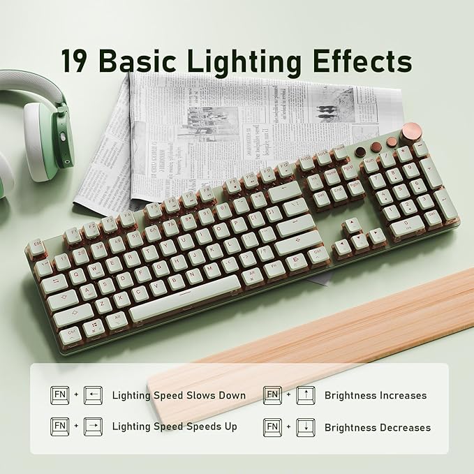 EWEADN V20 Wired Mechanical Keyboard, 104 Keys Backlit LED Keyboards, Media - Image 7
