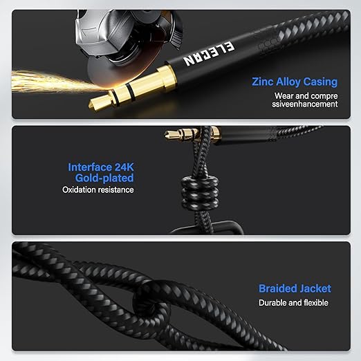 Elecan Headphone Extension Cable 20 Ft, 1/8 Inch 3.5 MM AUX Cord Wire Male to - Image 3