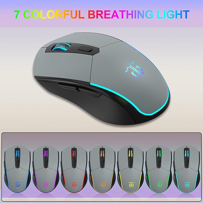 Snpurdiri 60% Wireless Gaming Keyboard and Mouse Combo, Rainbow Backlit - Image 7