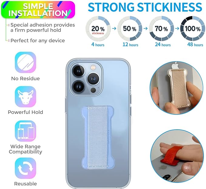 Phone Grip Holder for Hand, Universal Finger Strap Phone Holder, Finger Selfie - Image 2