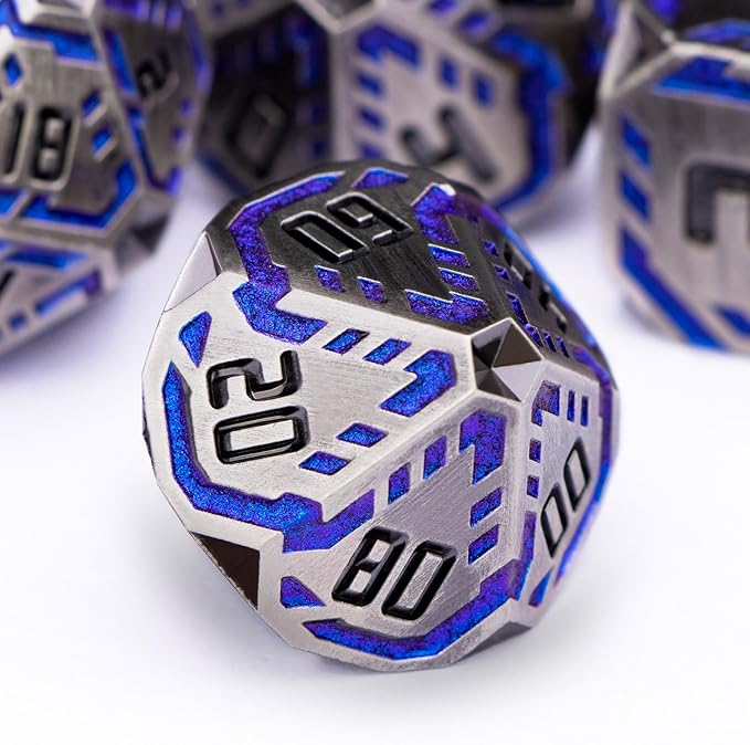 Metal DND Sci-fi Dice Set 7PCS Stripe Polyhedral Dice - Image 4
