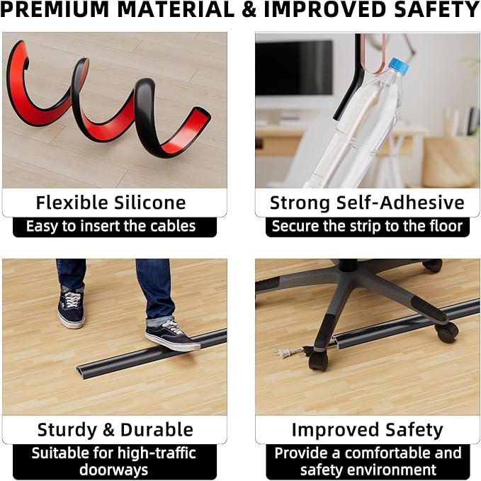 4ft Floor Cord Cover, Silicone Wire Hider, Hide Extension Cords, Protect Cords - Image 6