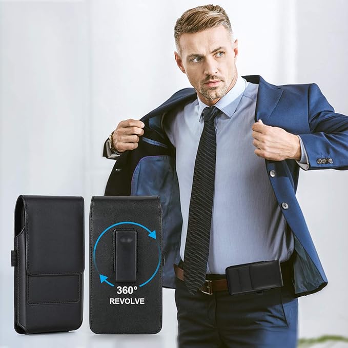BECPLT Phone Holster for Apple iPhone 17 Pro 16/15/14/13/12/11 Pro Leather Belt - Image 6