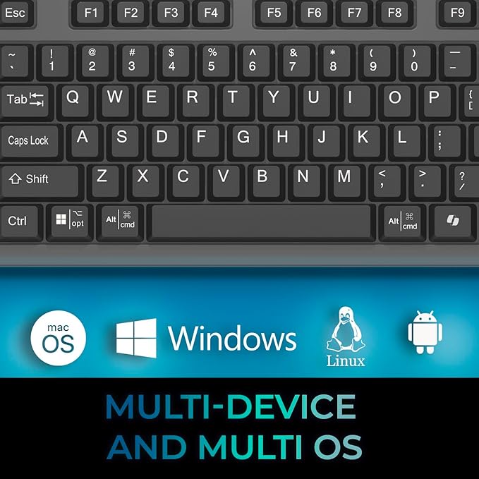 ADESSO Wireless Keyboard with Touchpad 104 Key Full Size USB Dongle Receiver - Image 6