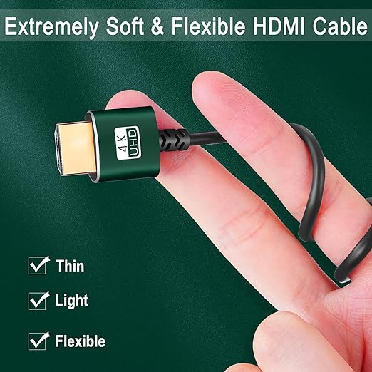 Slim HDMI Cables 25FT, Ultra Soft & Thin HDMI to HDMI Cord, Extreme Flexible & - Image 6