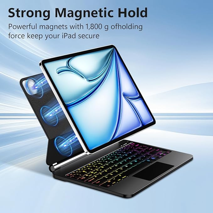 Keyboard Case for iPad Air 13 inch, iPad Pro 12.9 inch, Easy-Set Floating - Image 3