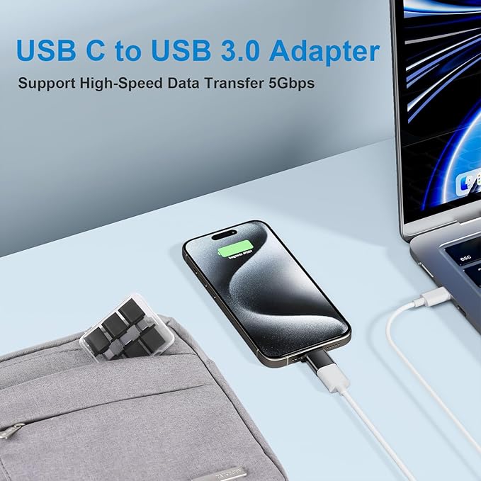 USB C to USB A Adapter 6 Pack, USBC to USB Adapter, TypeC Male USBA Female 3.0 - Image 2