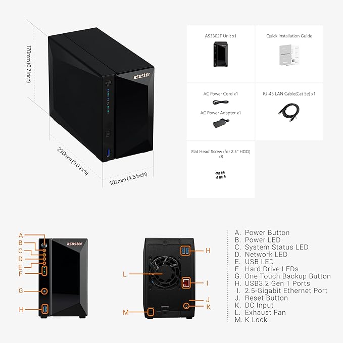 Asustor Drivestor 2 Pro Gen2 AS3302T v2, 2 Bay NAS, 1.7GHz Quad-Core, 2.5GbE - Image 7