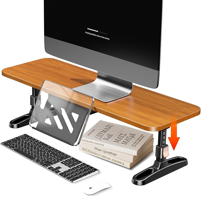Wooden Monitor Stand Riser for Desk, Adjustable Height Monitor Shelf Riser by Unknown