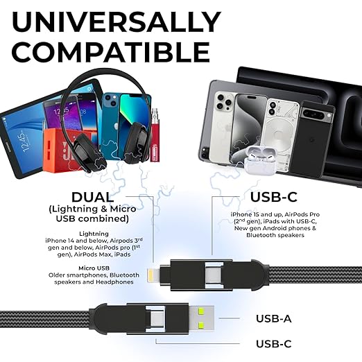 Rolling Square inCharge XL 6-in-1 Multi Charging Cable, Portable USB and USB-C - Image 2