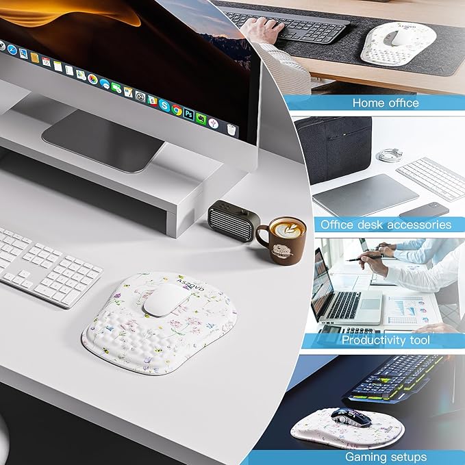 Mouse Pad with Wrist Rest, Ergonomic Mousepads with Wrist Support, Soft Lycra - Image 7