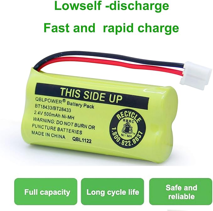 BT18433/BT28433 2.4V 500mAh Ni-MH Battery Pack Rechargeable Compatible - Image 5