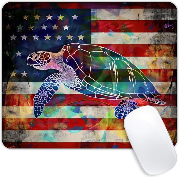Square Mouse Pad Colorful Sea Turtle and National Flag-1, Gaming Mouse Pads by Goodsprout