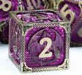 Haxtec Metal Dice Set Purple Black Dragon Pattern Metal DND Dice by HaxtecDice