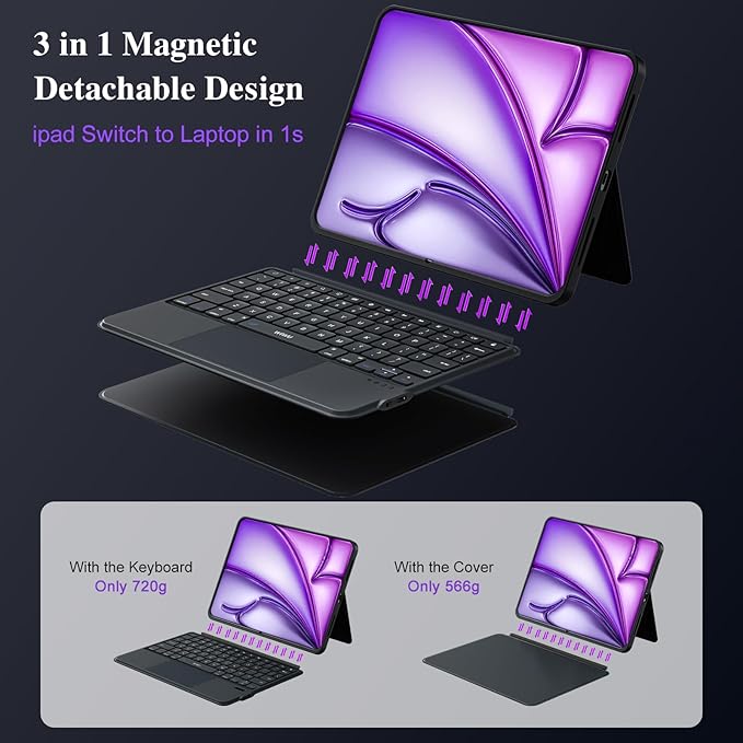 iPad Keyboard Case for iPad Air 13 inch, Pro 12.9 inch 6/5/4/3rd Gen, Flex - Image 4