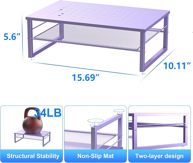 gianotter 2-Tier Metal Monitor Stand Riser, Office Desk Storage Organizer - Image 5