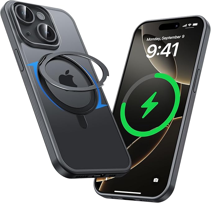 MAGIC JOHN for iPhone 15 Case 360° Rotatable Magnetic Invisible Stand, Fit for by MAGICJOHN
