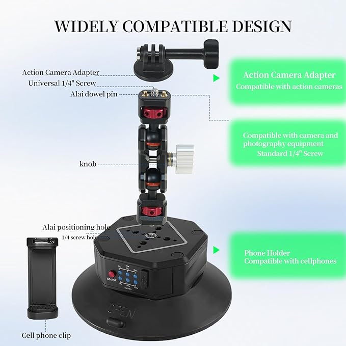 FIFIELD 6in Electric Auto Pump Suction Cup Camera Mount - Image 5