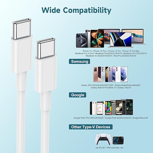 60W USB C to USB C Cable iPhone 16 15 Fast Charging Cable, 6ft Long USB-C to - Image 5