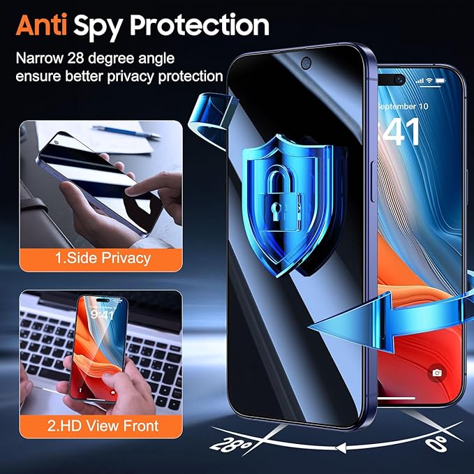UniqueMe for iPhone 16 / iPhone 15 Privacy Screen Protector - Image 2