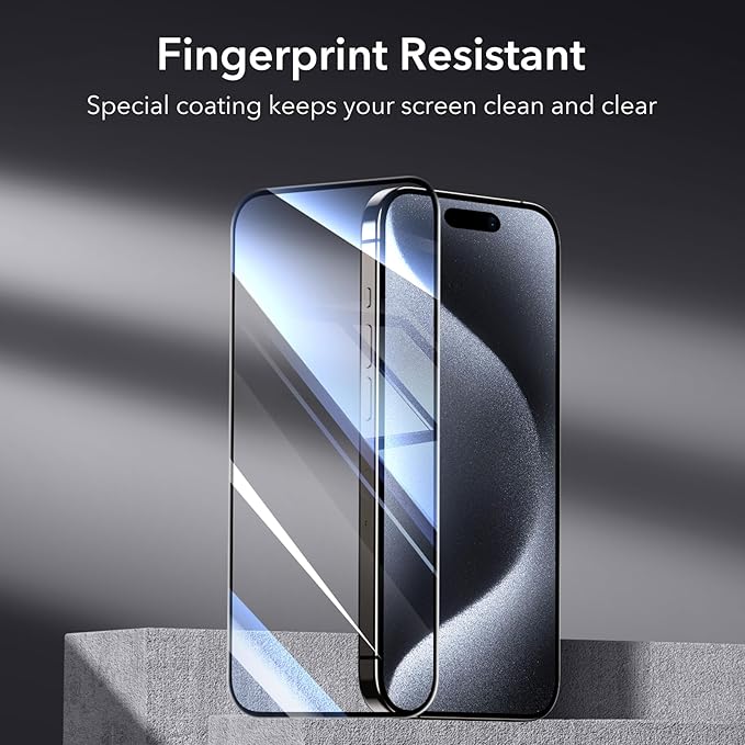 ESR 3+2 Pack for iPhone 15 Pro Screen Protector, 3 Black Edge Tempered-Glass - Image 8