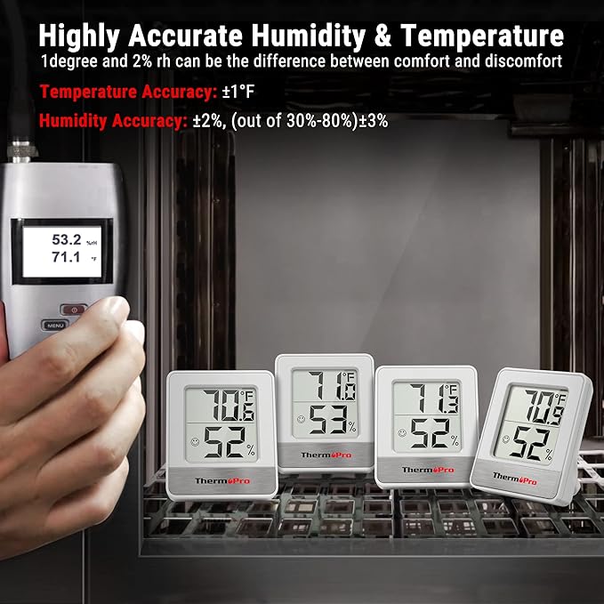 ThermoPro TP49 4 Pieces Digital Hygrometer Indoor Thermometer Humidity Meter - Image 4