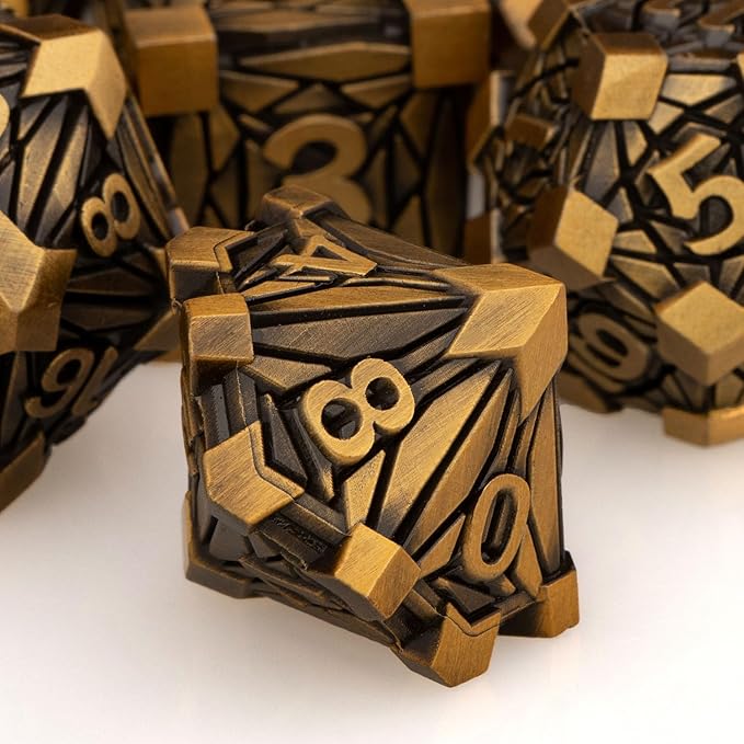 7PCS Metal DND Dice Set with Box, Debris RPG Red D and D Dice - Image 4