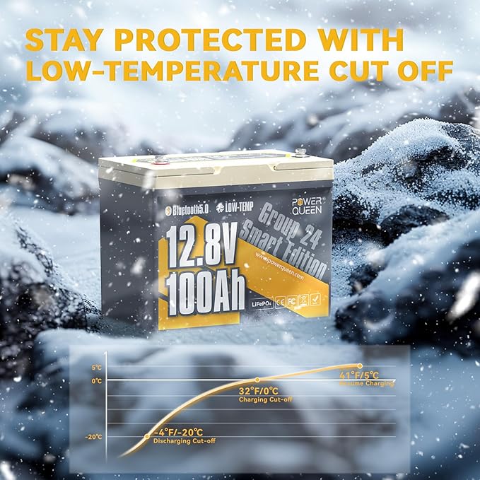 Power Queen Bluetooth 12V 100Ah LiFePO4 Battery - Image 5